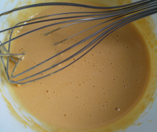 Whisked egg yolks with sugar and a pinch of salt