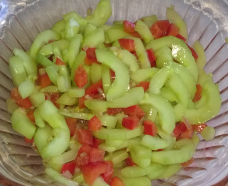 Atjar cucumber mixed in a bowl